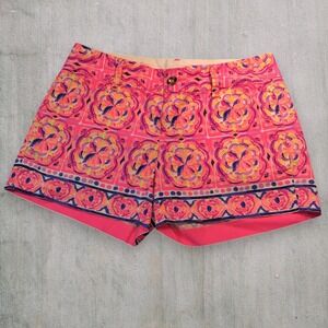 Lilly Pulitzer Callahan Shorts Size 2 Pink Orange Medallion Print 5 Inch Inseam